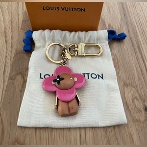 Louis Vuitton Pink Vivienne Key Bag Charm Resin Wood Preowned